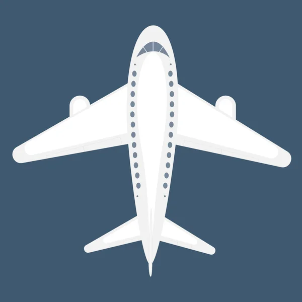 Avião Realista Icon Top Vista Avião Isolado Fundo Azul Vector — Vetor de Stock