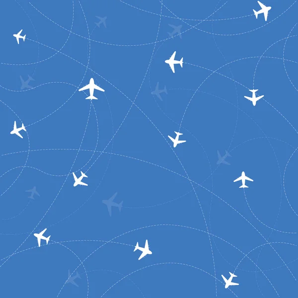 Самолет Путешествия Самолет Пунктирными Линиями Маршрутов Самолета Стоковая Иллюстрация