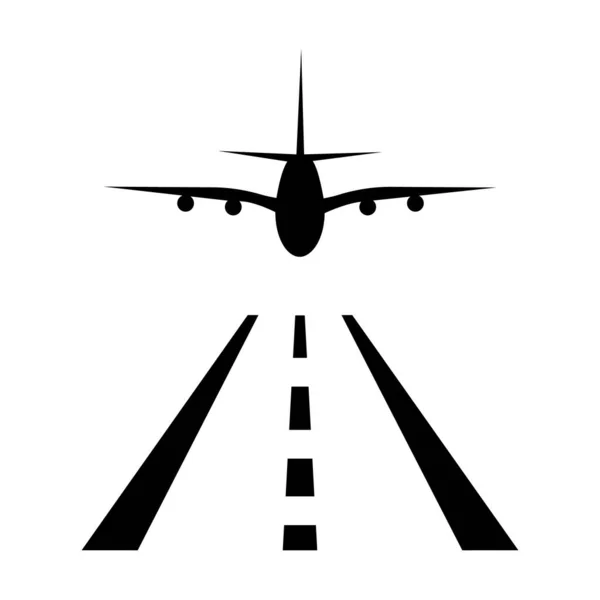 Ícone Avião Realista Com Pista Visão Traseira Avião Passageiros Isolado — Vetor de Stock