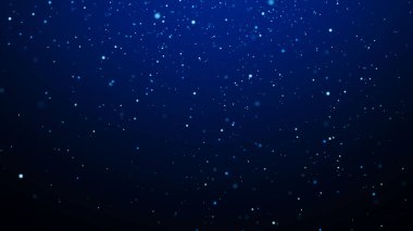 Bokeh etkisindeki toz parçacıkları. Soyut mavi büyü geçmişi. 3d oluşturma.