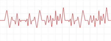 Kırmızı çizgi kalp atışı. EKG veya EKG kardiyogramı monitörde. Tıbbi analiz kalpleri. Vektör illüstrasyonu.