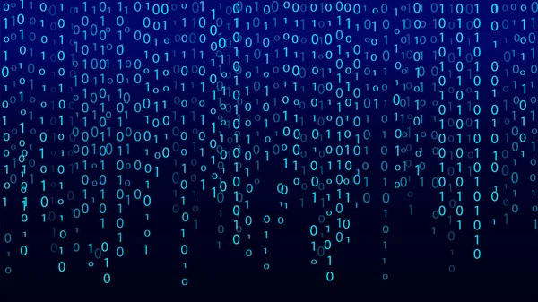 Tecnologia Codice Binario Cifre Blu Casuali Sullo Schermo Software Hackerato — Vettoriale Stock