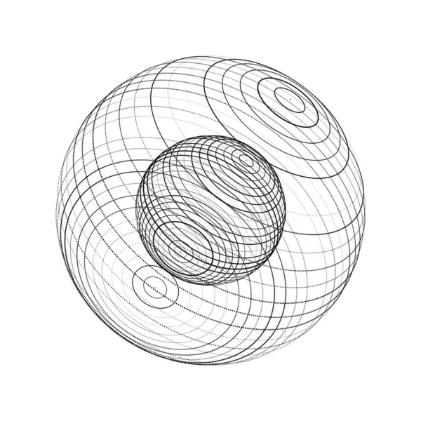 Sfera Bianca Futuristica Vettoriale Particelle Linee Connessione Rete Big Data — Vettoriale Stock