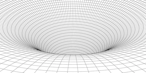 Абстрактный Проволочный Туннель Научная Червоточина Векторный Портал Фантастическая Воронка — стоковый вектор