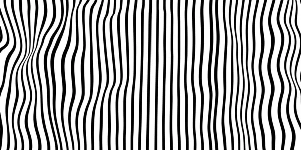 光錯視波 黒と白の線で抽象的なベクトル背景 パターン歪んだテクスチャ — ストックベクタ