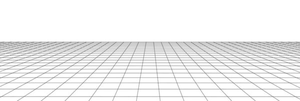 Technology wireframe landscape. Vector perspective grid. Digital space. Mesh on a white background.