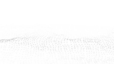 Parçacıkların soyut teknoloji dalgası. Büyük veri görselleştirmesi. Hareket noktaları ve çizgileri olan hafif bir arkaplan. Yapay zeka. 3d oluşturma.