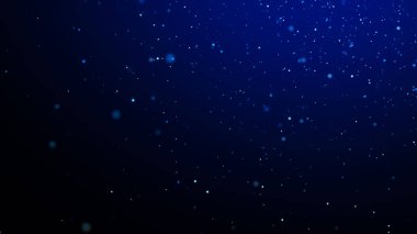Bokeh etkisindeki toz parçacıkları. Soyut mavi büyü geçmişi. 3d oluşturma.