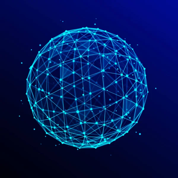 Futuristica Sfera Blu Particelle Linee Connessione Rete Big Data Sfondo — Foto Stock