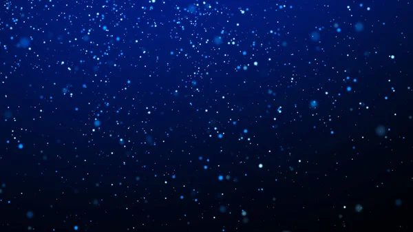 Bokeh etkisindeki toz parçacıkları. Soyut mavi büyü geçmişi. 3d oluşturma.