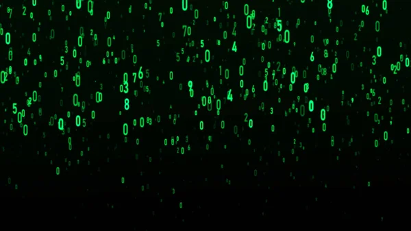 Technologie Binaire Code Willekeurige Vallende Groene Cijfers Het Scherm Hackte — Stockfoto
