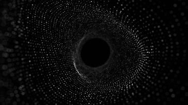 Soyut kablo şeması tüneli. Kara solucan deliği. Üç boyutlu portal ızgarası. Gelecekçi fantezi hunisi. 3d oluşturma.