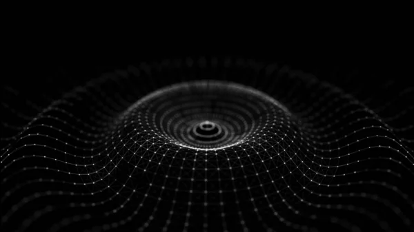 Futuristische Cirkel Golf Donkere Cyberruimte Abstracte Muziek Geluidsgolf Met Stippen — Stockfoto