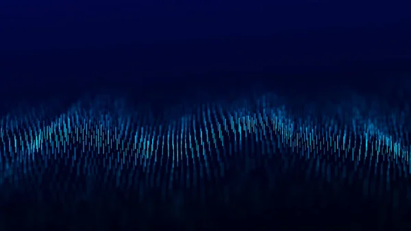 Αφηρημένο Κύμα Τεχνολογίας Σωματιδίων Μεγάλη Οπτικοποίηση Δεδομένων Σκούρο Φόντο Μπλε — Φωτογραφία Αρχείου