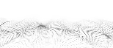 Gelecekçi teknoloji dalgası. Dijital siber uzay. Hareket eden parçacıklarla soyut vektör dalgası. Büyük veri analizleri.