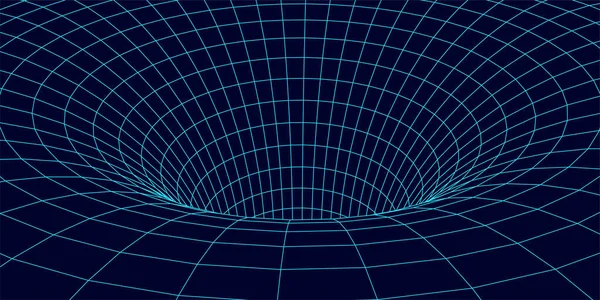 摘要线框隧道 蓝色科学虫洞 矢量3D门户网格 未来主义幻想漏斗 — 图库矢量图片