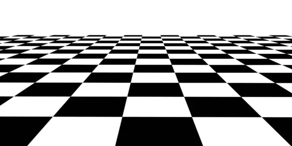 Vector Checkerboard Perspectief Raster Technologie Bedrading Landschap Schaakbord Zwart Wit — Stockvector