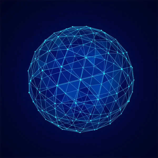 Vector Futurista Esfera Azul Partículas Líneas Conexión Red Big Data — Vector de stock