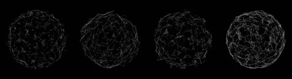 Conjunto Futurista Vectorial Esfera Negra Partículas Líneas Conexión Red Big — Archivo Imágenes Vectoriales