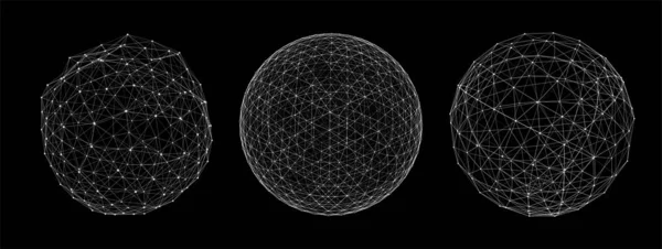 矢量未来主义设置了粒子和线条的黑色球体 网络连接大数据 摘要技术背景 — 图库矢量图片