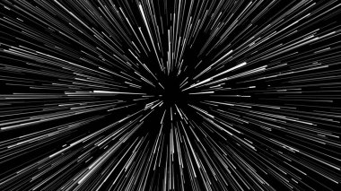 Soyut dairesel ışık hızı arkaplanı. Dinamik beyaz çizgiler. Işığın gelecekteki patlaması. Renkli ışınlar hareket halinde. Büyük veri siber uzayı transferi. 3B görüntüleme.