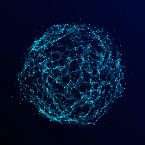 Futuristica Sfera Blu Particelle Linee Connessione Rete Big Data Sfondo — Foto Stock