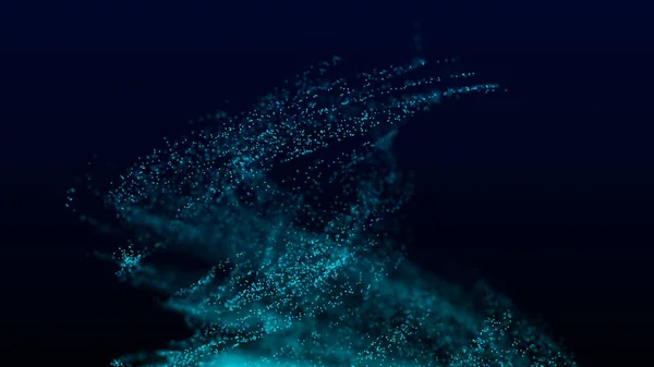 Abstrakte Wirbelpartikel Hintergrund Dynamische Blaue Welle Die Sich Explosionsartig Bewegt — Stockfoto