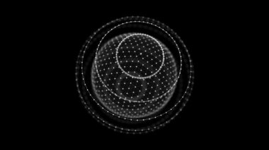 Parçacıkların ve çizgilerin gelecekteki siyah küresi. Ağ bağlantısı büyük veri. Soyut teknoloji geçmişi. 3d oluşturma.