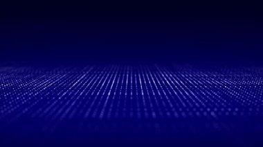 Soyut dijital akış parçacıkları. Siber ağ bağlantısı arka planı. Büyük veri görselleştirmesi. Teknoloji mavi fon. 3d oluşturma.