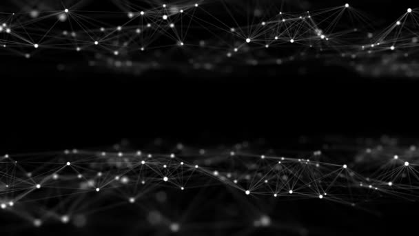 Абстрактна Технологія Хвиля Частинок Велика Візуалізація Даних Темний Фон Точками — стокове відео