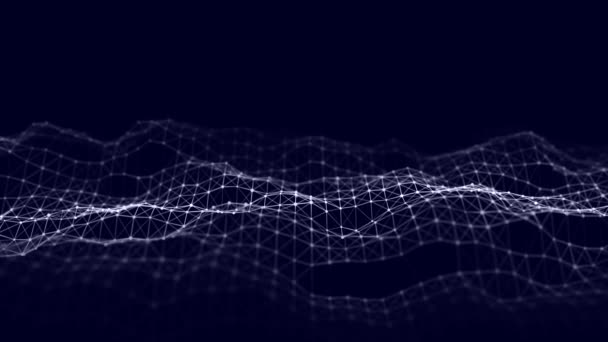 Абстрактная Технологическая Волна Частиц Большая Визуализация Данных Темный Фон Движущимися — стоковое видео