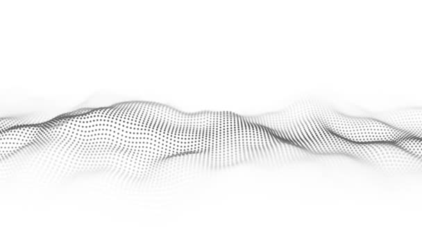 Абстрактна Технологія Хвиля Частинок Велика Візуалізація Даних Світлий Фон Точками — стокове відео