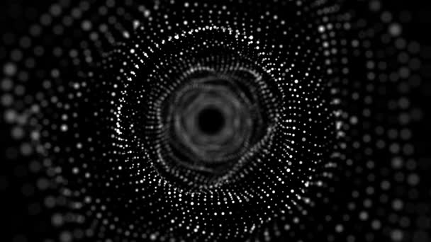 Abstract Wireframe Tunnel Black Wormhole Portal Grid Futuristic Fantasy Funnel — Stock Video