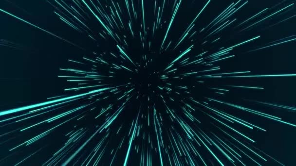 Abstrakte Kreisförmige Lichtgeschwindigkeit Hintergrund Dynamische Blaue Linien Futuristische Lichtexplosion Farbige — Stockvideo