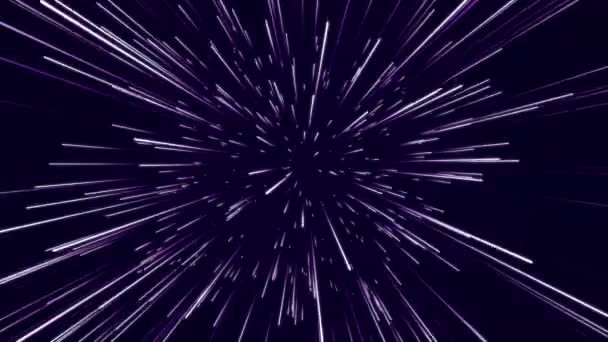 Abstrakte Kreisförmige Lichtgeschwindigkeit Hintergrund Dynamische Violette Linien Futuristische Lichtexplosion Farbige — Stockvideo