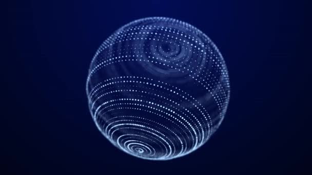 粒子と線の未来的な青い球 ネットワーク接続ビッグデータ 抽象技術の背景 3Dレンダリング — ストック動画