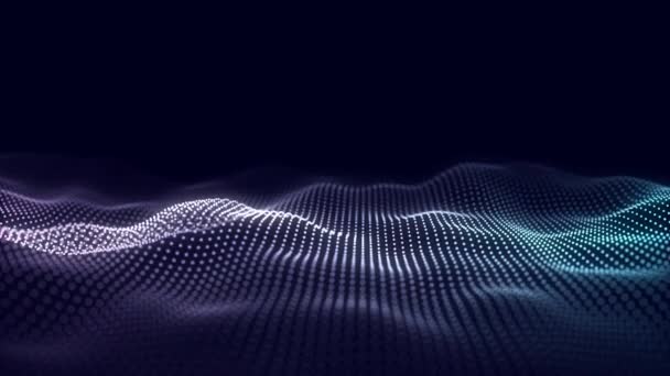 Футуристична Технологія Хвиля Цифровий Кіберпростір Абстрактна Хвиля Рухомими Частинками Чорному — стокове відео
