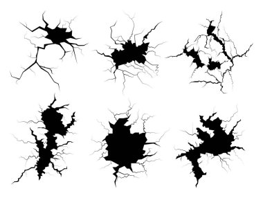 Beyaz arkaplanda simge çatlakları. Değişkenlik vektörü düz biçimde çatlar.