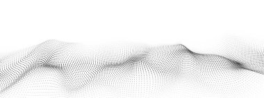 Gelecekçi teknoloji dalgası. Dijital siber uzay. Hareket eden parçacıklarla soyut vektör dalgası. Büyük veri analizleri.