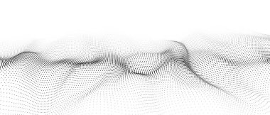 Gelecekçi teknoloji dalgası. Dijital siber uzay. Hareket eden parçacıklarla soyut vektör dalgası. Büyük veri analizleri.