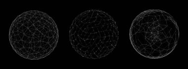 Vektör fütüristik, parçacıklardan ve çizgilerden oluşan siyah küre. Ağ bağlantısı büyük veri. Soyut teknoloji arkaplanı.