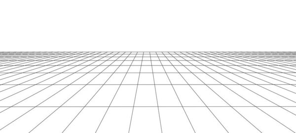 Technology wireframe landscape. Vector perspective grid. Digital space. Mesh on a white background.