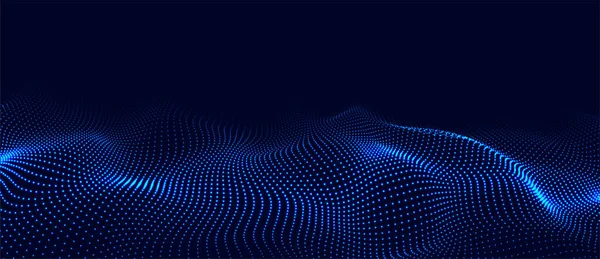 Футуристические Технологические Волны Цифровой Киберпространство Абстрактная Волна Движущимися Частицами Синем — стоковый вектор