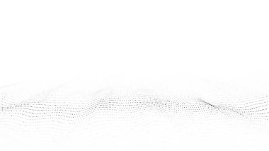 Parçacıkların soyut teknoloji dalgası. Büyük veri görselleştirmesi. Hareket noktalı hafif arkaplan. Yapay zeka. 3d oluşturma.