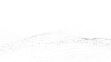 Parçacıkların soyut teknoloji dalgası. Büyük veri görselleştirmesi. Hareket noktalı hafif arkaplan. Yapay zeka. 3d oluşturma.