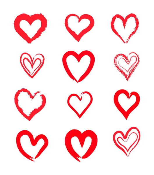 Set Lovers Hearts Hand Drawing White Background Vector Hearts Valentines — Stock Vector