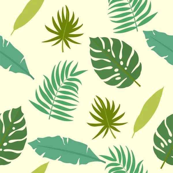 Padrão Folhas Tropicais Fundo Branco Coleção Botânica Vetorial Plantas Exóticas — Vetor de Stock