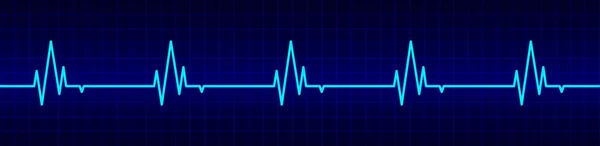 Rythme Cardiaque Ligne Bleue Cardiogramme Ecg Ekg Sur Moniteur Coeurs — Image vectorielle