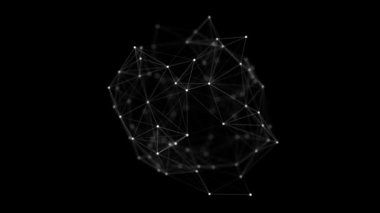 Parçacıkların ve çizgilerin gelecekteki siyah küresi. Ağ bağlantısı büyük veri. Soyut teknoloji geçmişi. 3d oluşturma.