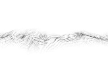 Parçacıkların soyut teknoloji dalgası. Büyük veri görselleştirmesi. Hareket noktalı hafif arkaplan. Yapay zeka. 3d oluşturma.